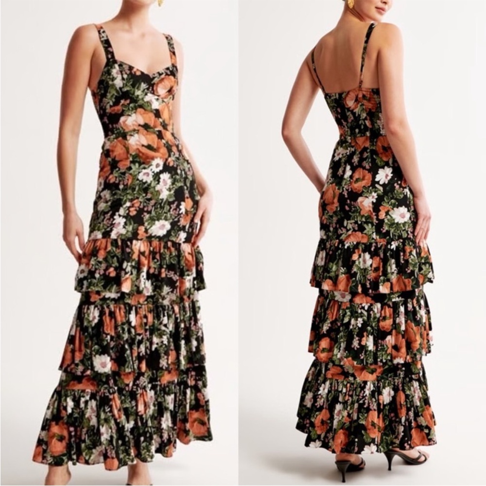 Abercrombie & Fitch Floral Ruffle Maxi Dress